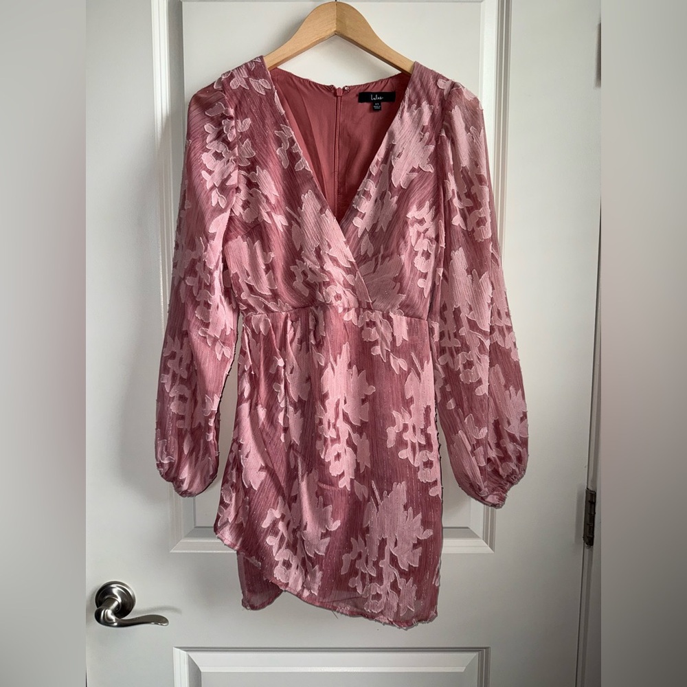 Lulu's Mauve Long Sleeve Floral Dress Size XS
